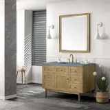 Laurent 48" Single Vanity, Light Natural Oak w/ 3 CM Cala Blue Top