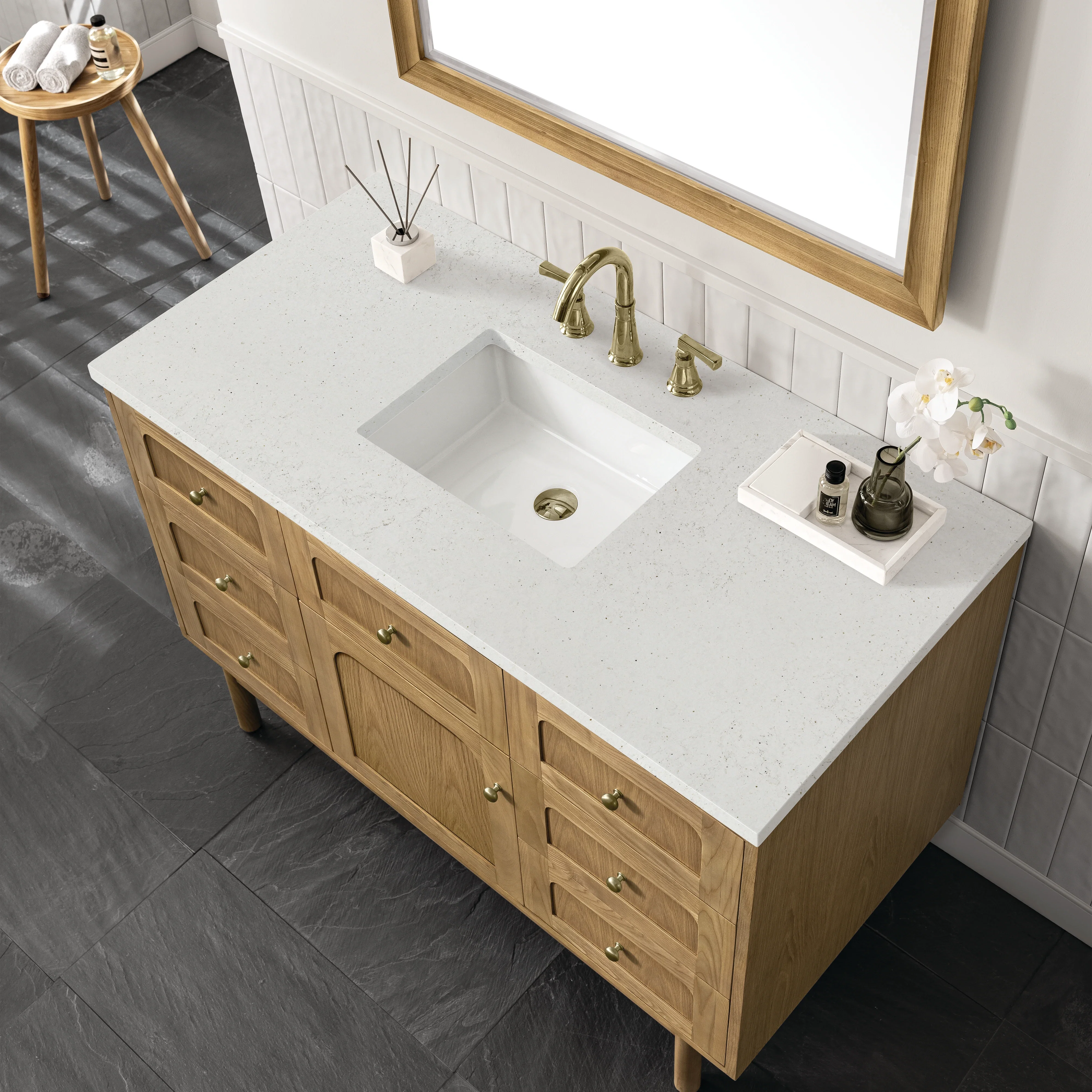 Laurent 48" Single Vanity, Light Natural Oak w/ 3 CM Lime Delight Top