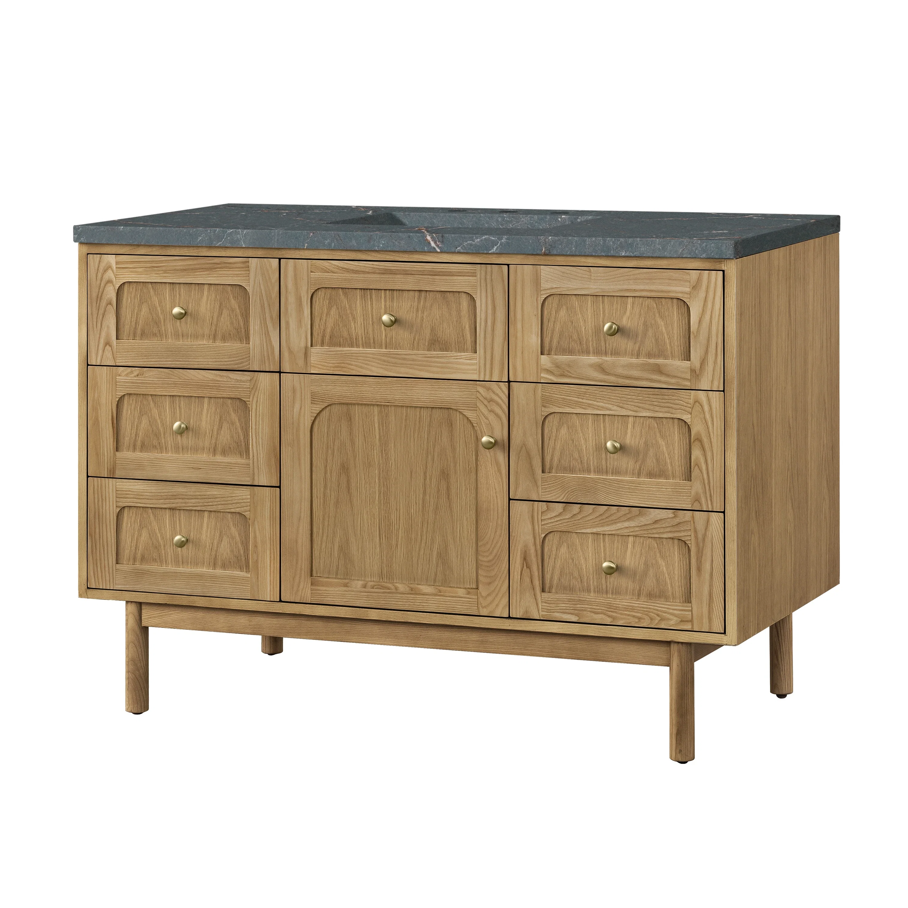 Laurent 48" Single Vanity, Light Natural Oak w/ 3 CM Parisien Bleu Top