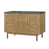 Laurent 48" Single Vanity, Light Natural Oak w/ 3 CM Parisien Bleu Top