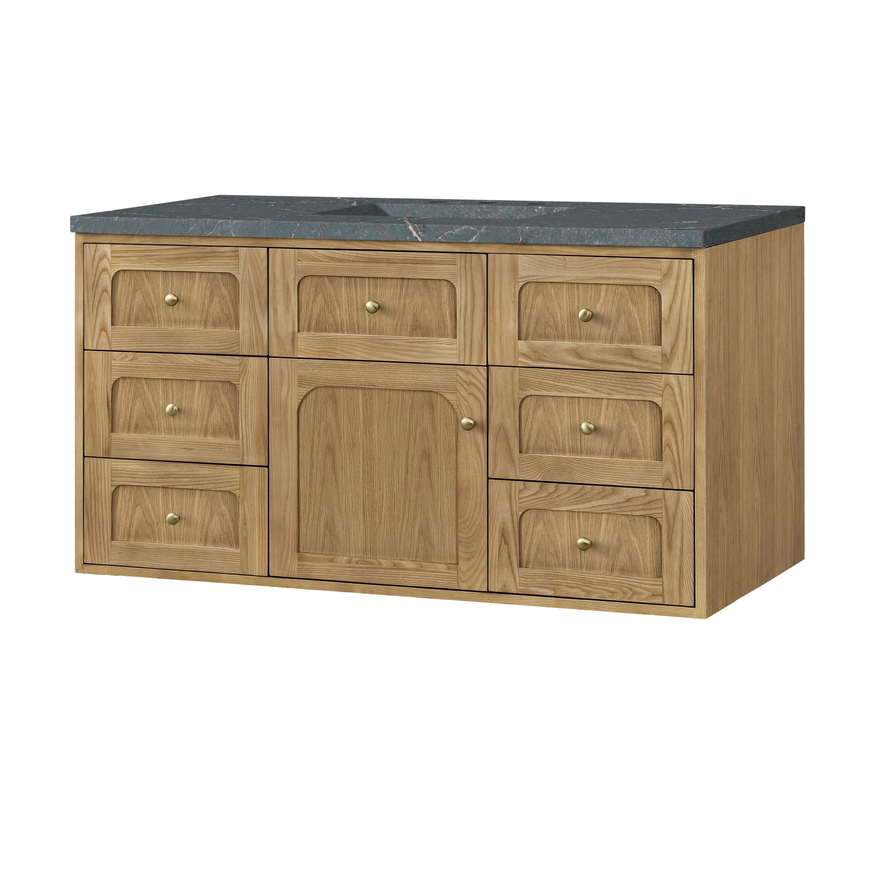 Laurent 48" Single Vanity, Light Natural Oak w/ 3 CM Parisien Bleu Top