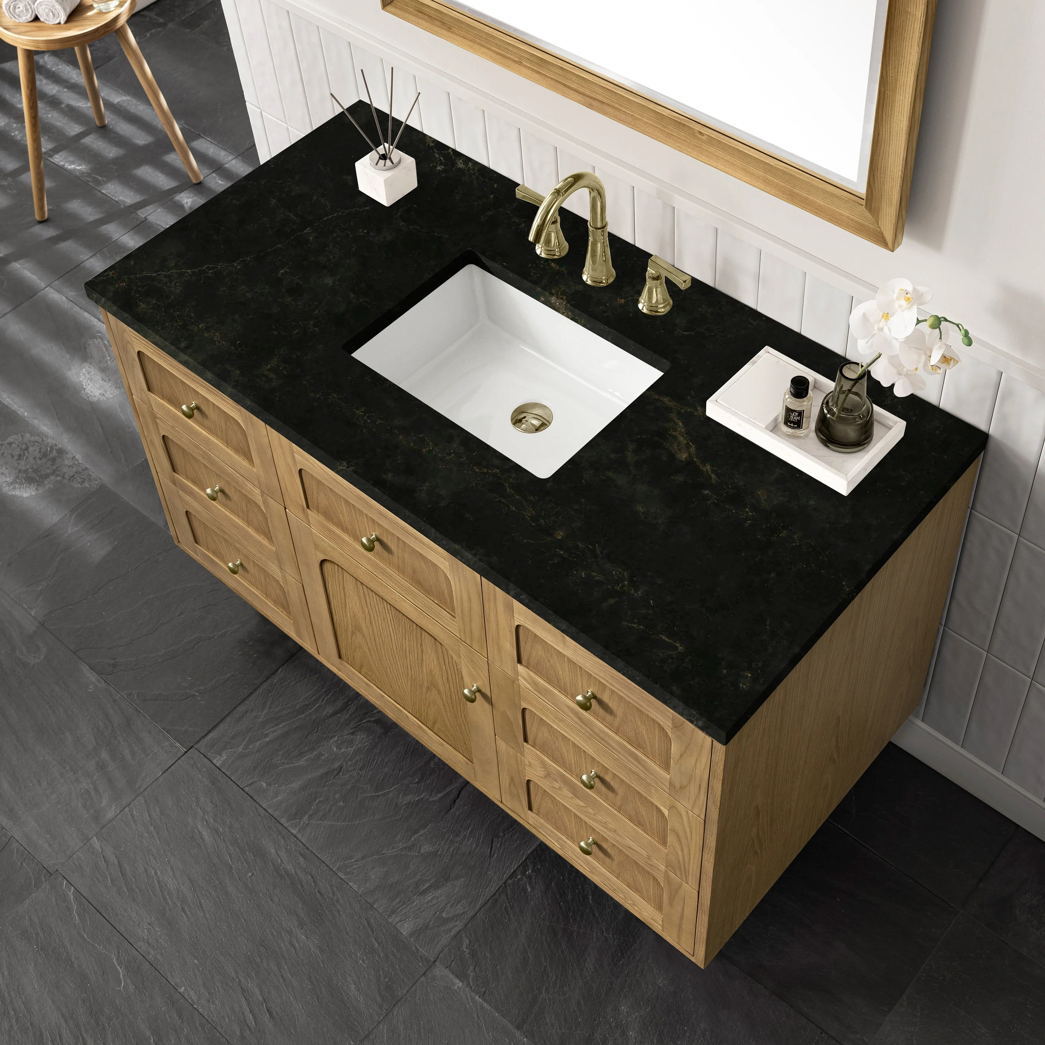 Laurent 48" Single Vanity, Light Natural Oak, w/ 3 CM Phantome Eclos Top