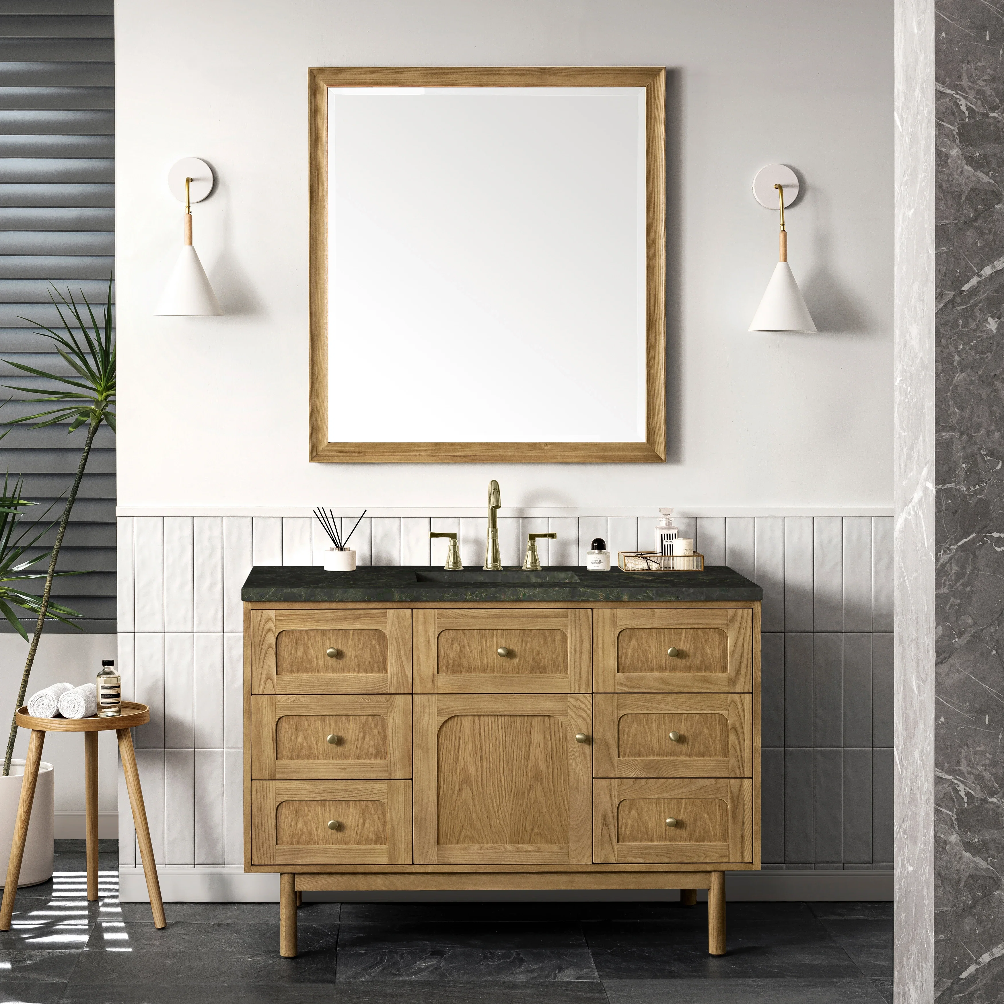 Laurent 48" Single Vanity, Light Natural Oak, w/ 3 CM Phantome Eclos Top