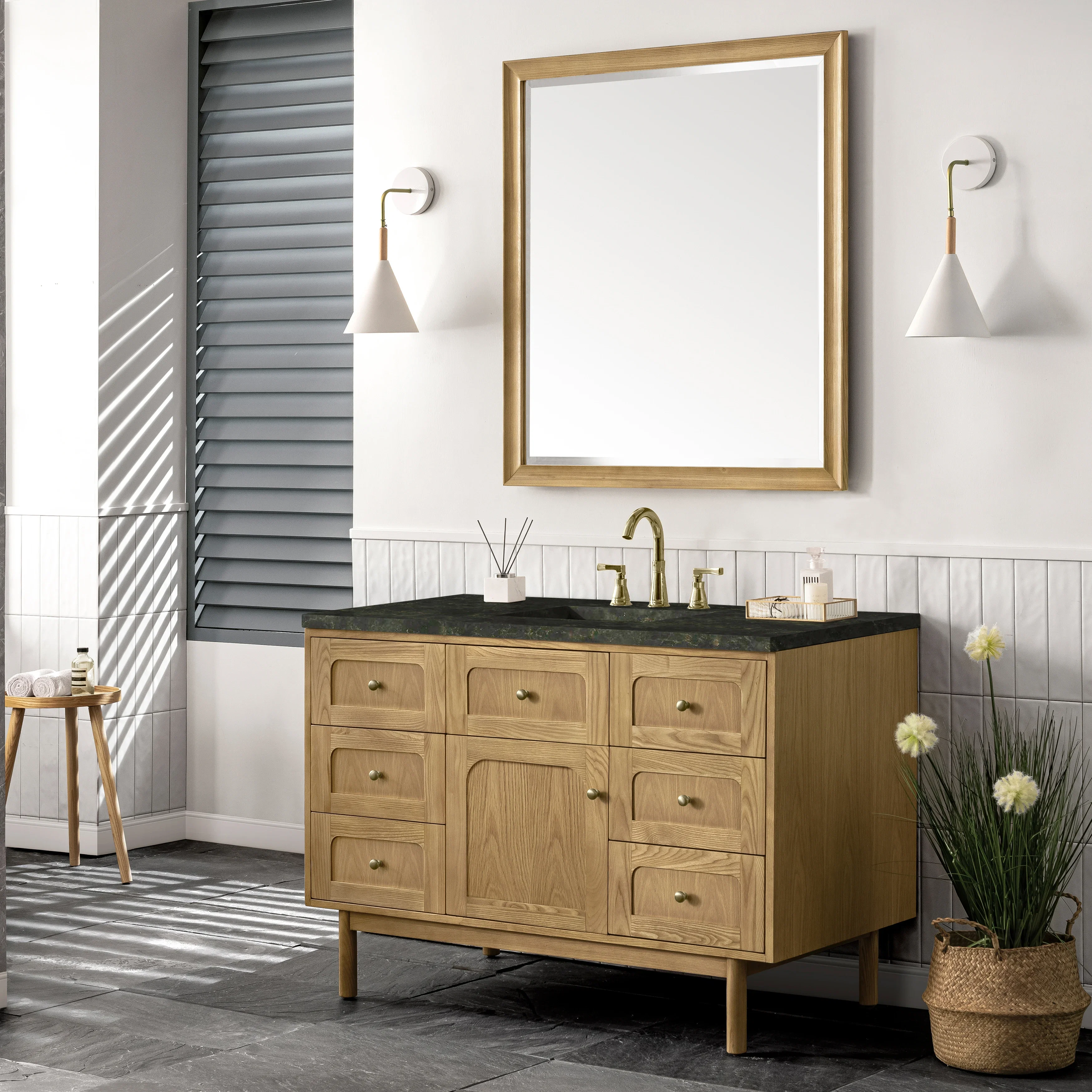 Laurent 48" Single Vanity, Light Natural Oak, w/ 3 CM Phantome Eclos Top