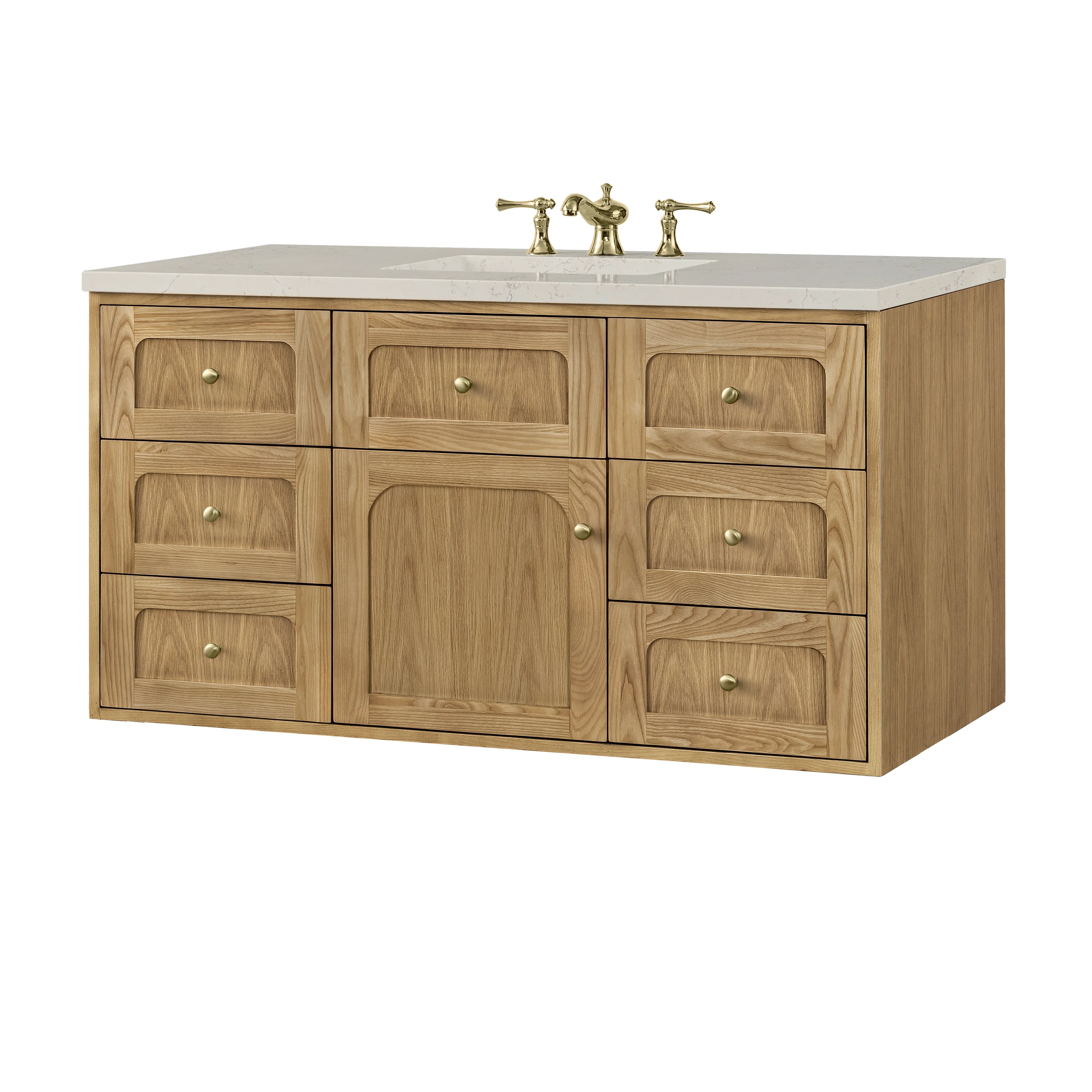 Laurent 48" Single Vanity, Light Natural Oak, w/ 3 CM Siberian Silestone Top