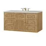 Laurent 48" Single Vanity, Light Natural Oak, w/ 3 CM Siberian Silestone Top