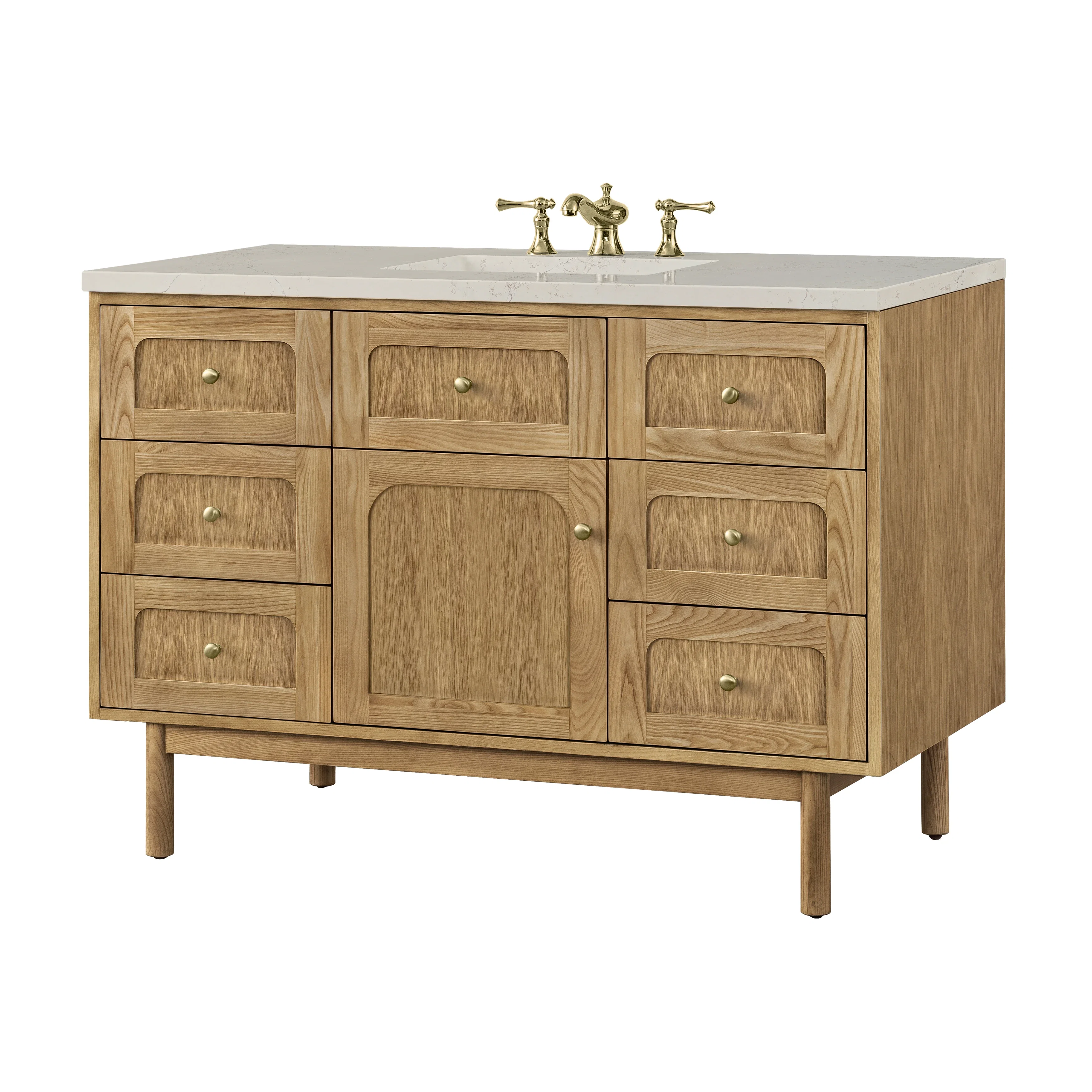 Laurent 48" Single Vanity, Light Natural Oak, w/ 3 CM Siberian Silestone Top