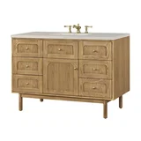 Laurent 48" Single Vanity, Light Natural Oak, w/ 3 CM Siberian Silestone Top