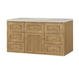 Laurent 48" Single Vanity, Light Natural Oak, w/ 3 CM Siberian Silestone Top