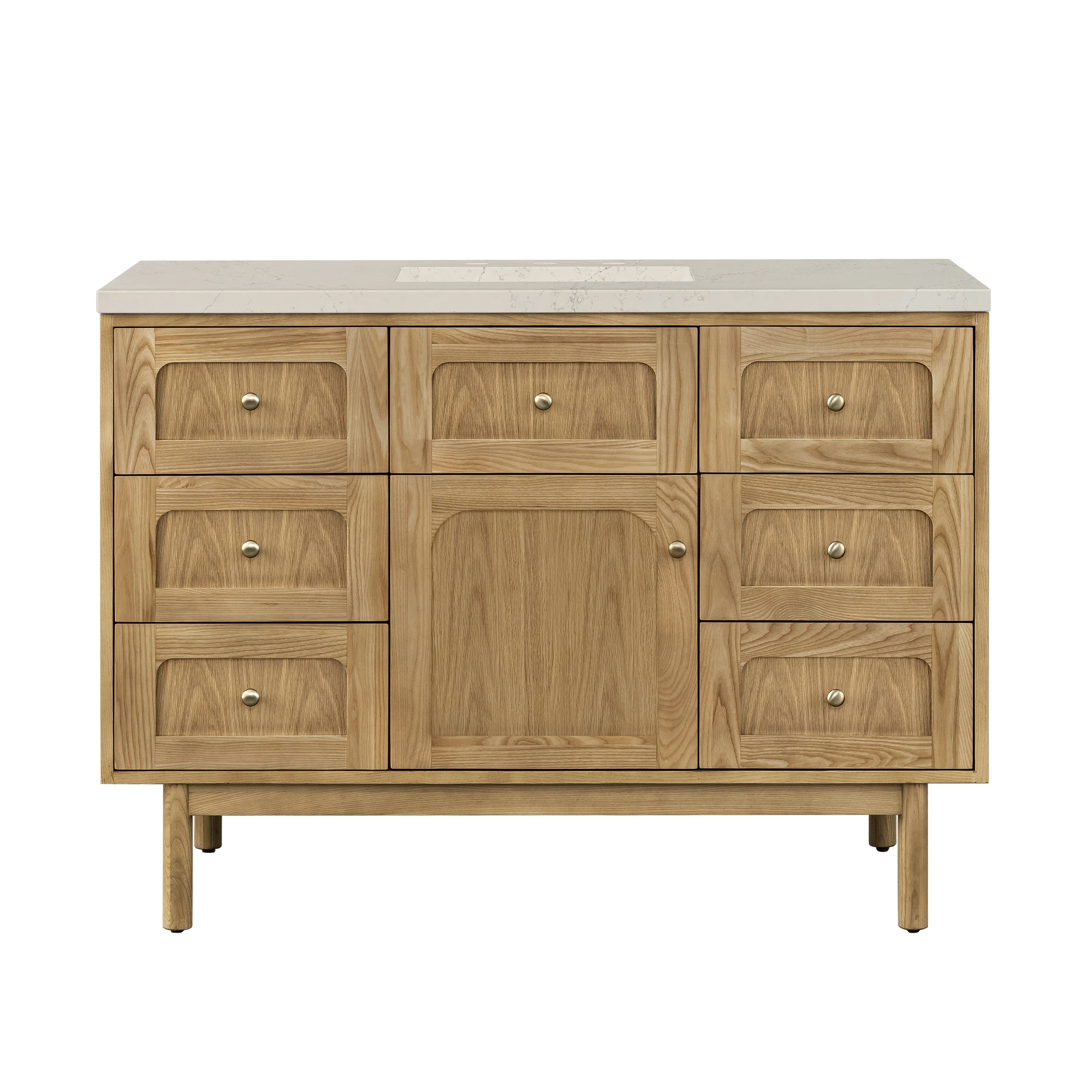 Laurent 48" Single Vanity, Light Natural Oak, w/ 3 CM Siberian Silestone Top