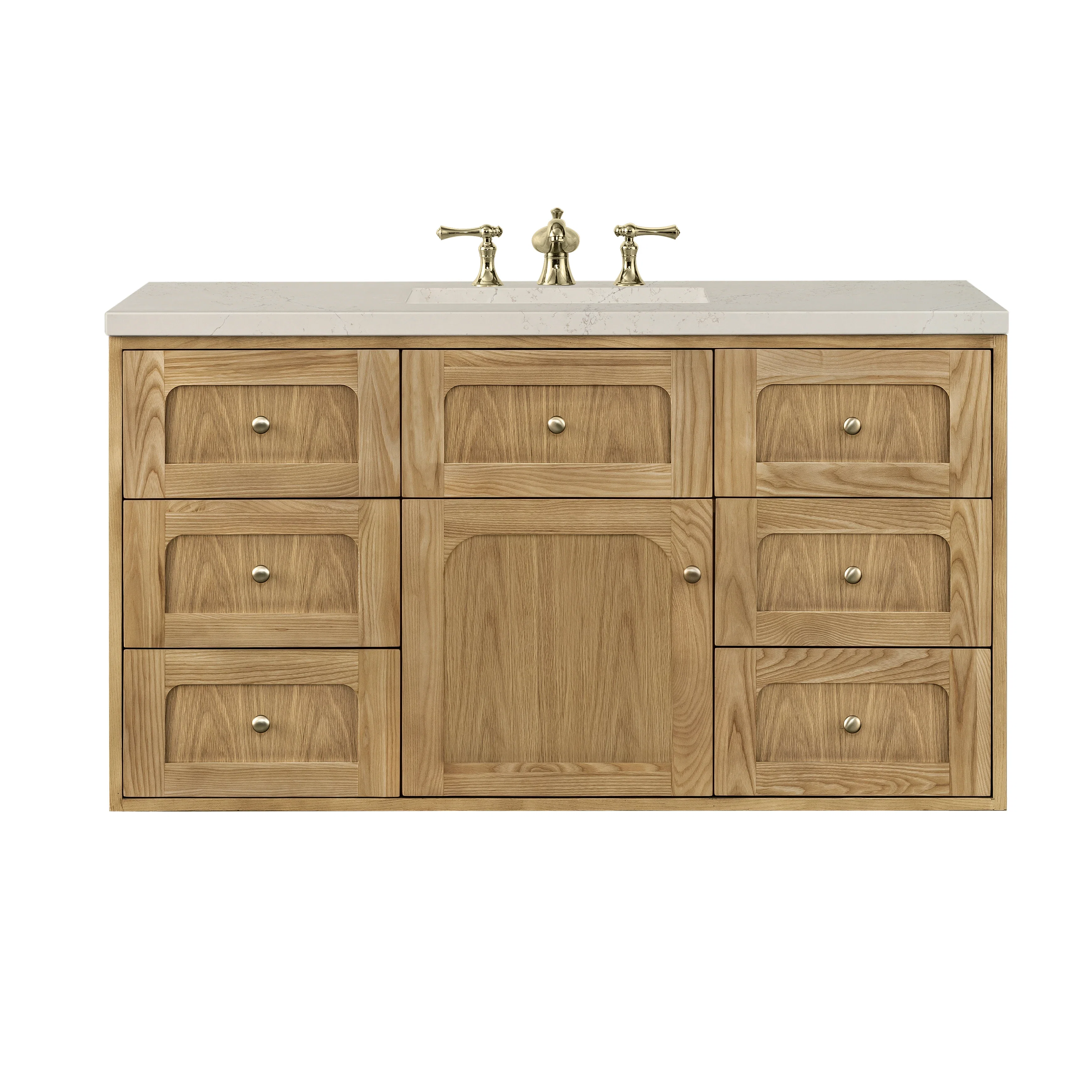 Laurent 48" Single Vanity, Light Natural Oak, w/ 3 CM Siberian Silestone Top