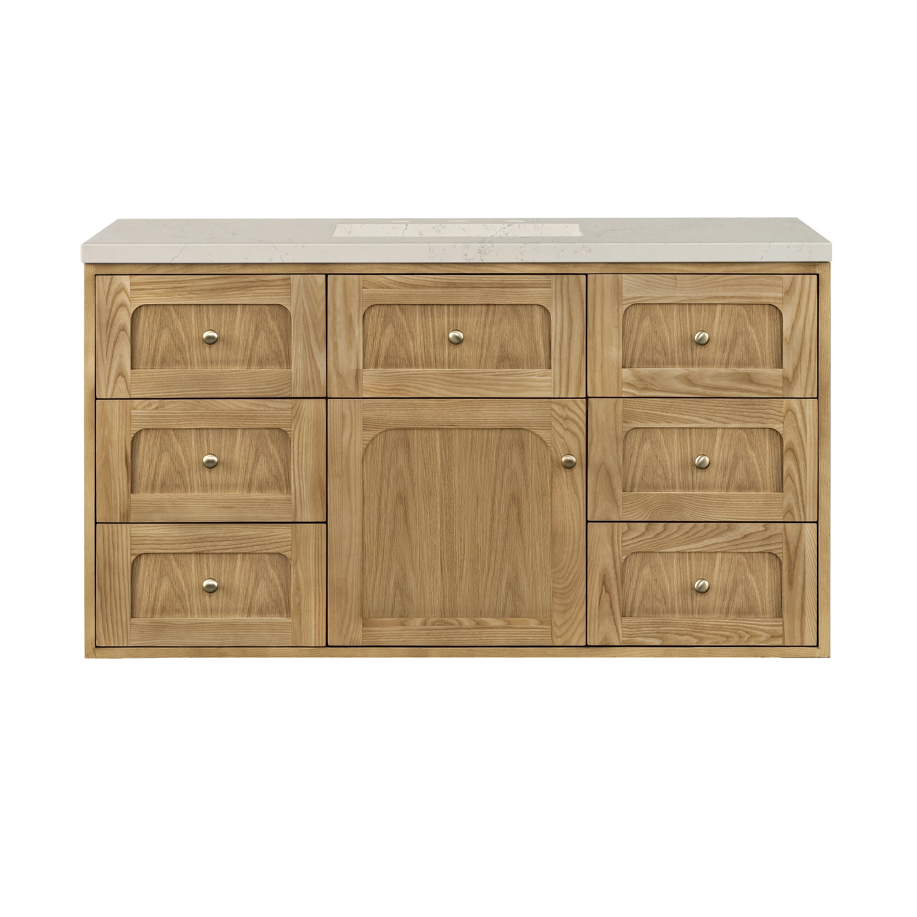 Laurent 48" Single Vanity, Light Natural Oak, w/ 3 CM Siberian Silestone Top