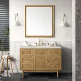 Laurent 48" Single Vanity, Light Natural Oak, w/ 3 CM Siberian Silestone Top