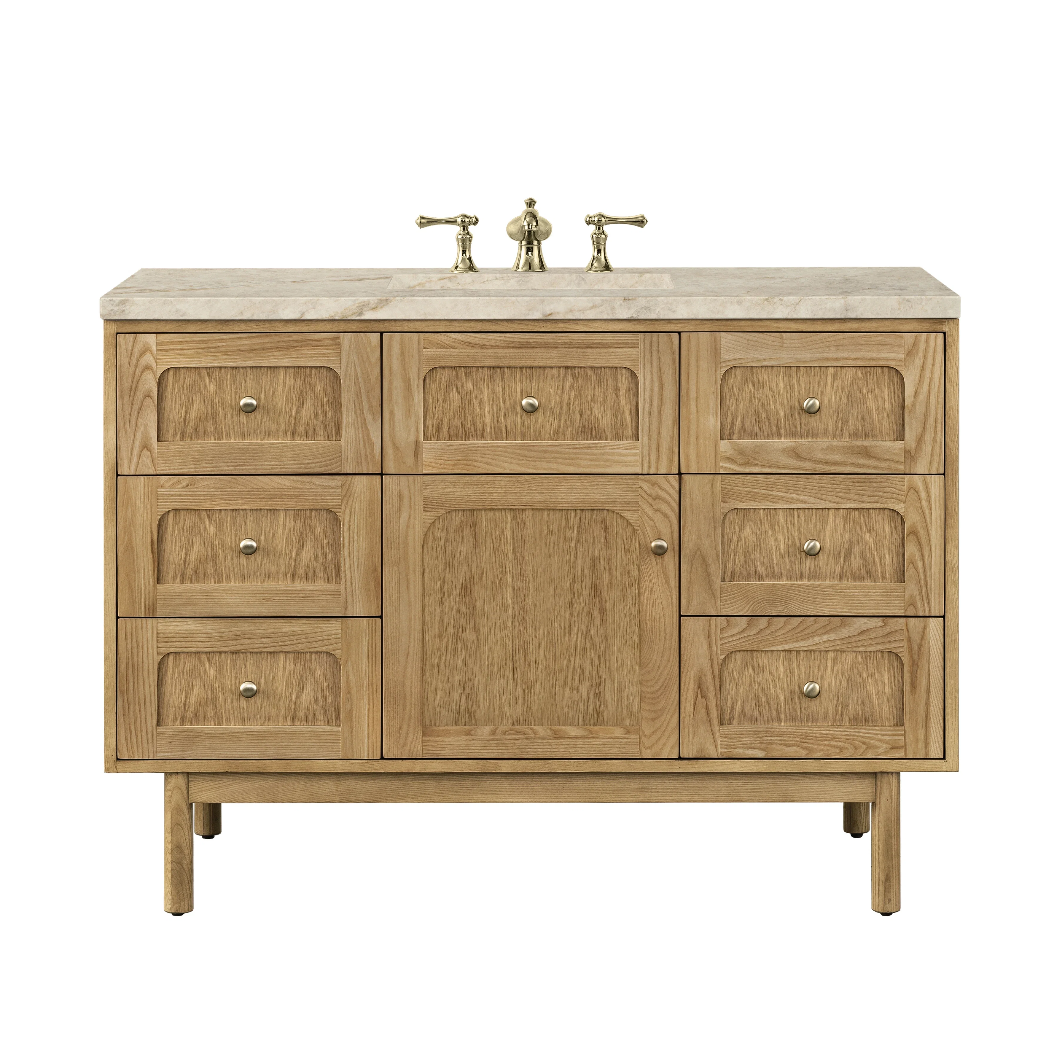 Laurent 48" Single Vanity, Light Natural Oak, w/ 3 CM Tajnar Eclos Top