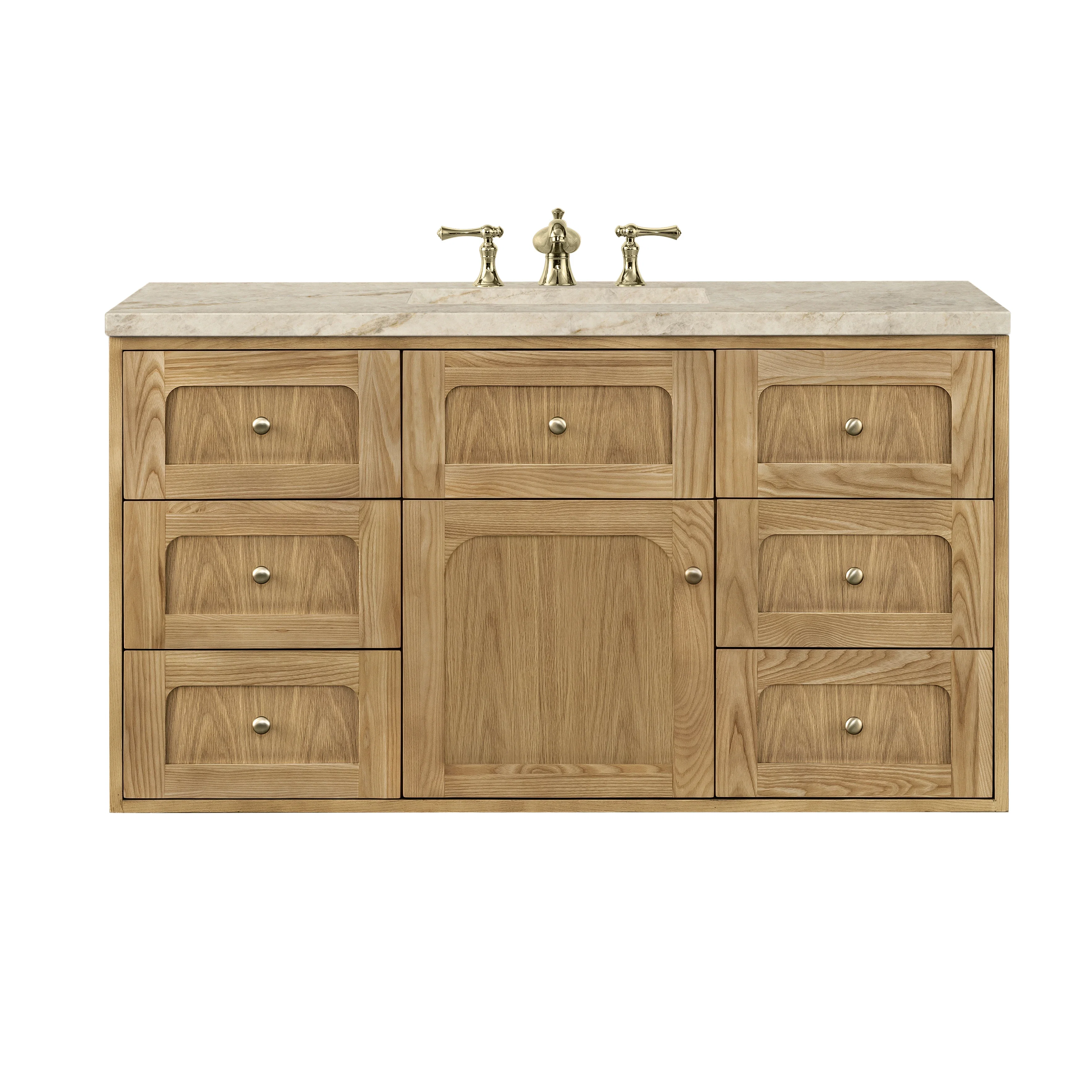 Laurent 48" Single Vanity, Light Natural Oak, w/ 3 CM Tajnar Eclos Top