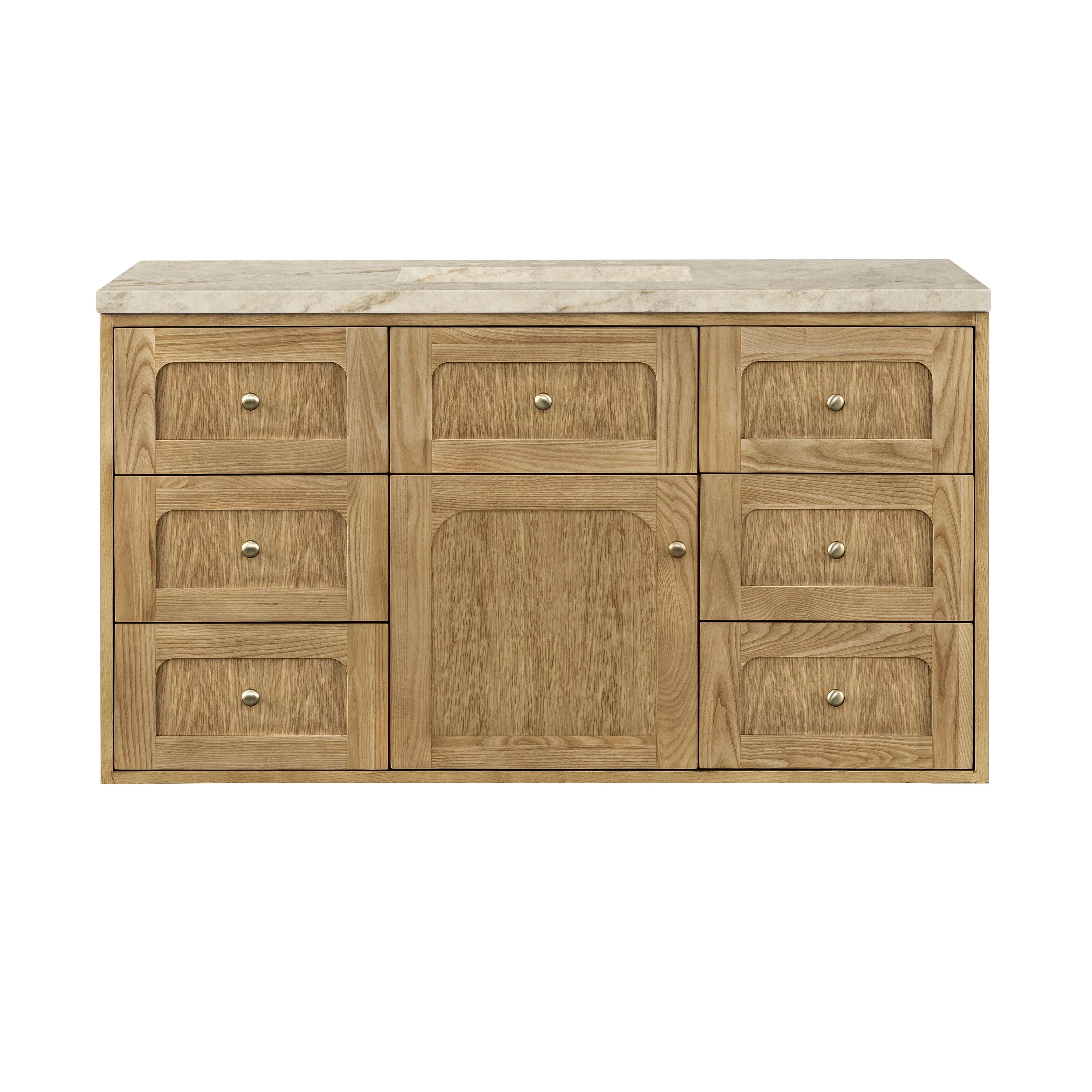 Laurent 48" Single Vanity, Light Natural Oak, w/ 3 CM Tajnar Eclos Top