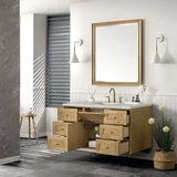 Laurent 48" Single Vanity, Light Natural Oak w/ 3 CM Victorian Silver Top
