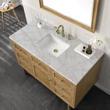 Laurent 48" Single Vanity, Light Natural Oak w/ 3 CM Victorian Silver Top