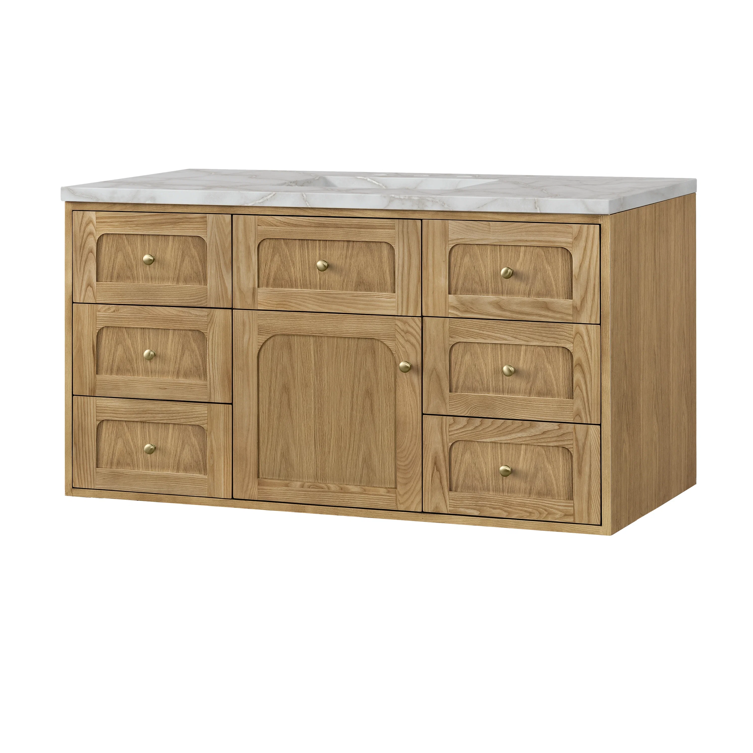 Laurent 48" Single Vanity, Light Natural Oak w/ 3 CM Victorian Silver Top