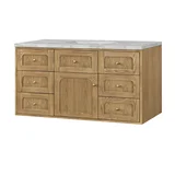 Laurent 48" Single Vanity, Light Natural Oak w/ 3 CM Victorian Silver Top