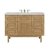 Laurent 48" Single Vanity, Light Natural Oak w/ 3 CM Victorian Silver Top