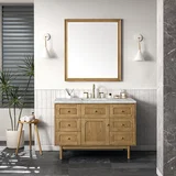 Laurent 48" Single Vanity, Light Natural Oak w/ 3 CM Victorian Silver Top