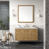 Laurent 48" Single Vanity, Light Natural Oak w/ 3 CM Victorian Silver Top
