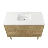 Laurent 48" Single Vanity, Light Natural Oak w/ 3 CM White Zeus Top
