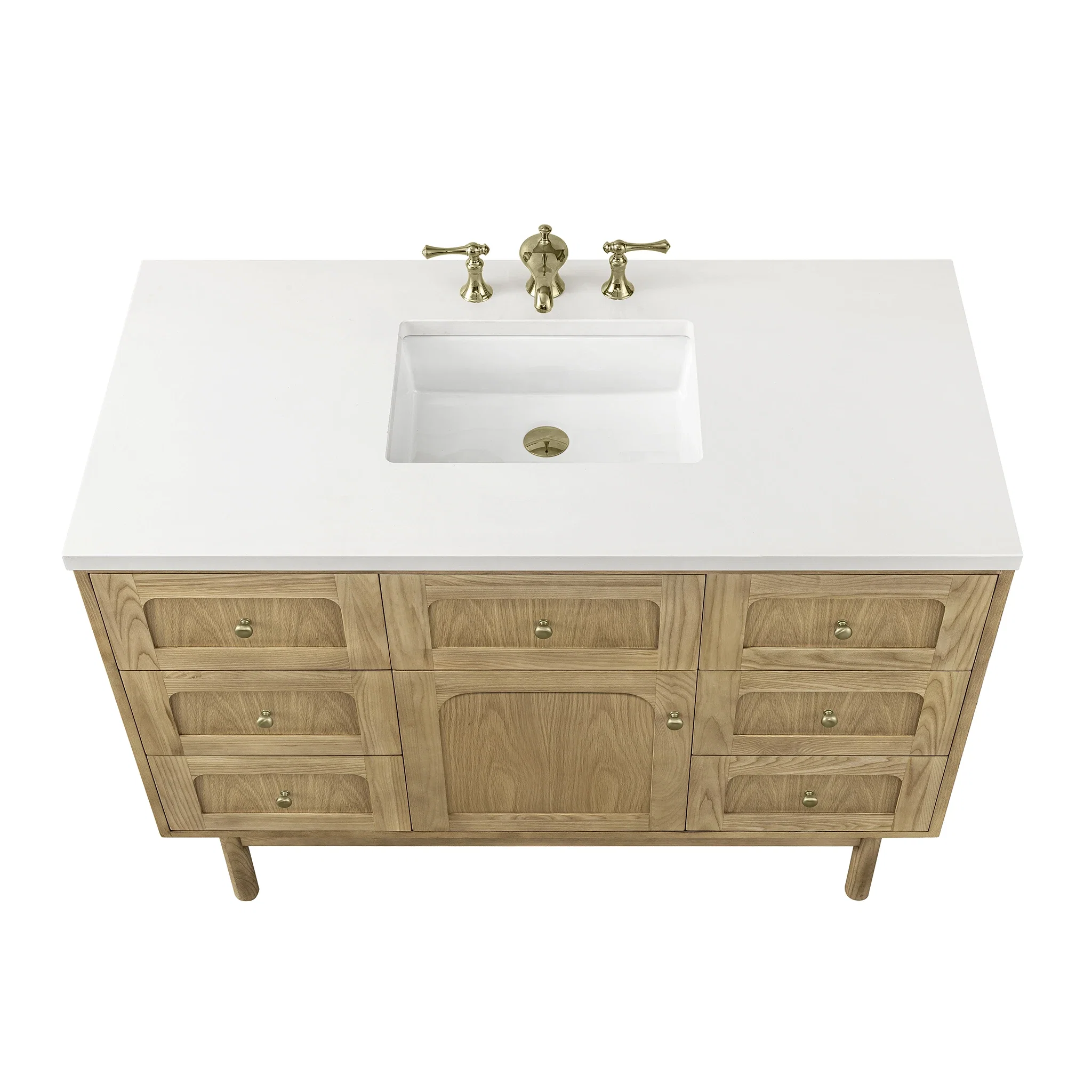 Laurent 48" Single Vanity, Light Natural Oak w/ 3 CM White Zeus Top