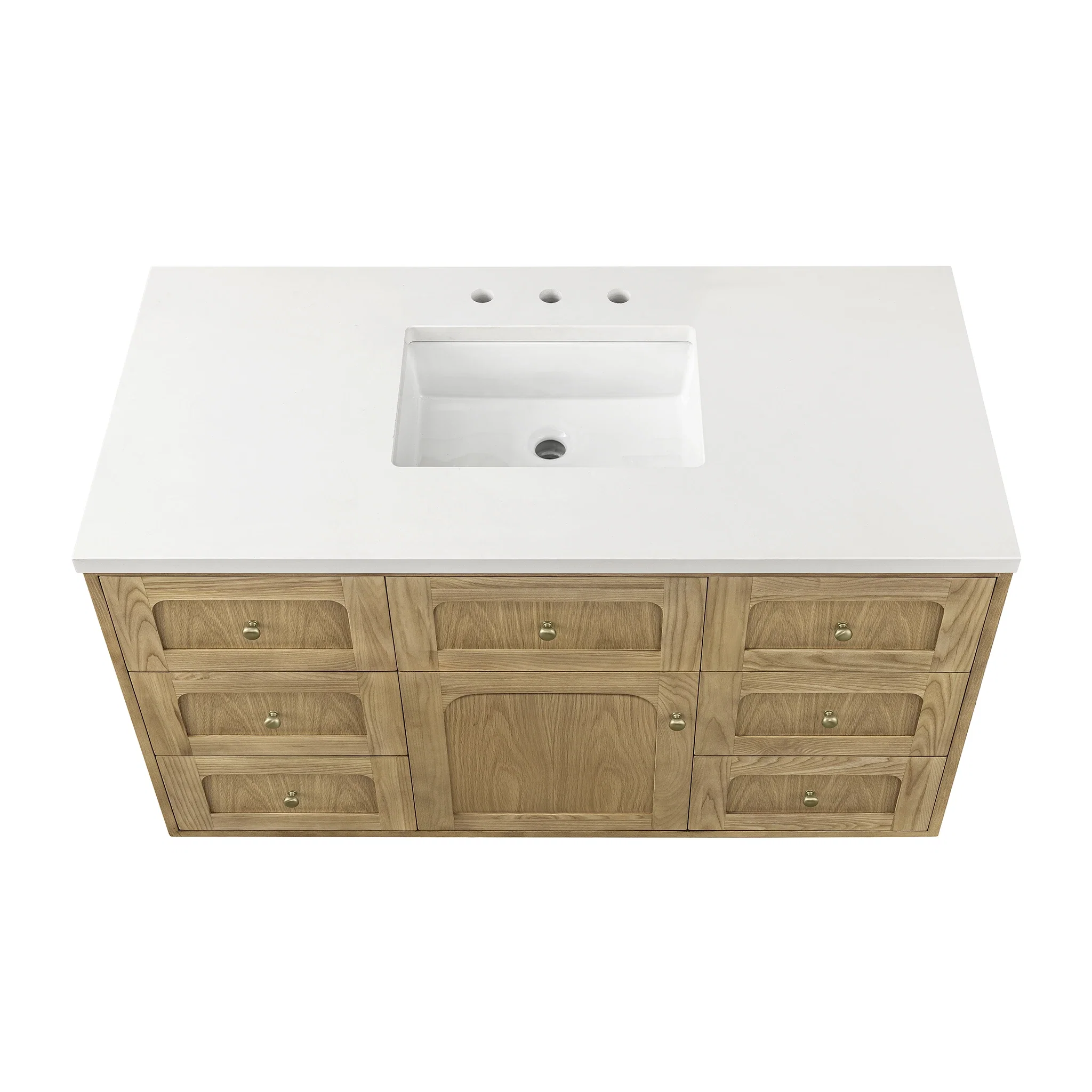 Laurent 48" Single Vanity, Light Natural Oak w/ 3 CM White Zeus Top