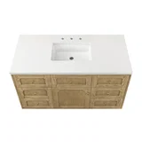 Laurent 48" Single Vanity, Light Natural Oak w/ 3 CM White Zeus Top