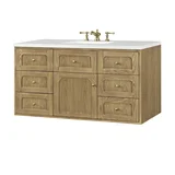 Laurent 48" Single Vanity, Light Natural Oak w/ 3 CM White Zeus Top