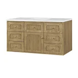 Laurent 48" Single Vanity, Light Natural Oak w/ 3 CM White Zeus Top