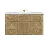 Laurent 48" Single Vanity, Light Natural Oak w/ 3 CM White Zeus Top