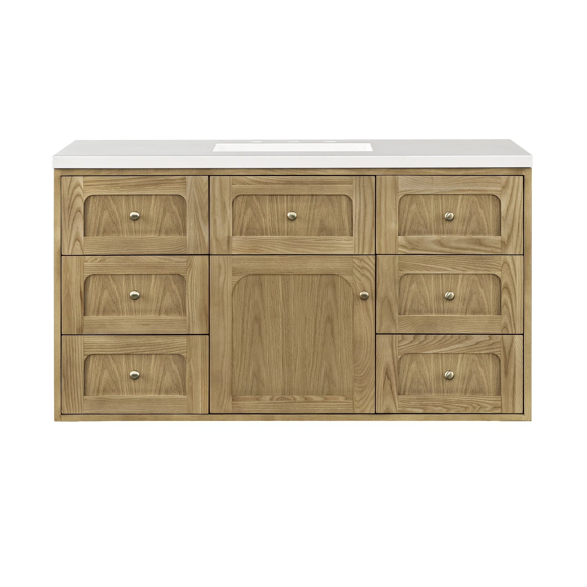 Laurent 48" Single Vanity, Light Natural Oak w/ 3 CM White Zeus Top