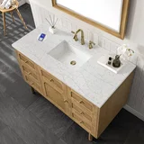 Laurent 48" Single Vanity, Light Natural Oak w/ 3 CM Eternal Jasmine Pearl Top w/FreePower Wireless Charger