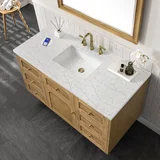 Laurent 48" Single Vanity, Light Natural Oak w/ 3 CM Eternal Jasmine Pearl Top w/FreePower Wireless Charger