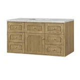 Laurent 48" Single Vanity, Light Natural Oak w/ 3 CM Eternal Jasmine Pearl Top w/FreePower Wireless Charger