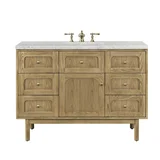 Laurent 48" Single Vanity, Light Natural Oak w/ 3 CM Eternal Jasmine Pearl Top w/FreePower Wireless Charger