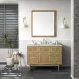 Laurent 48" Single Vanity, Light Natural Oak w/ 3 CM Eternal Jasmine Pearl Top w/FreePower Wireless Charger