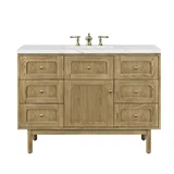 Laurent 48" Single Vanity, Light Natural Oak w/ 3 CM Ethereal Noctis Top w/FreePower Wireless Charger