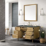 Laurent 48" Single Vanity, Light Natural Oak w/ 3 CM Parisien Bleu Top w/FreePower Wireless Charger