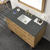 Laurent 48" Single Vanity, Light Natural Oak w/ 3 CM Parisien Bleu Top w/FreePower Wireless Charger