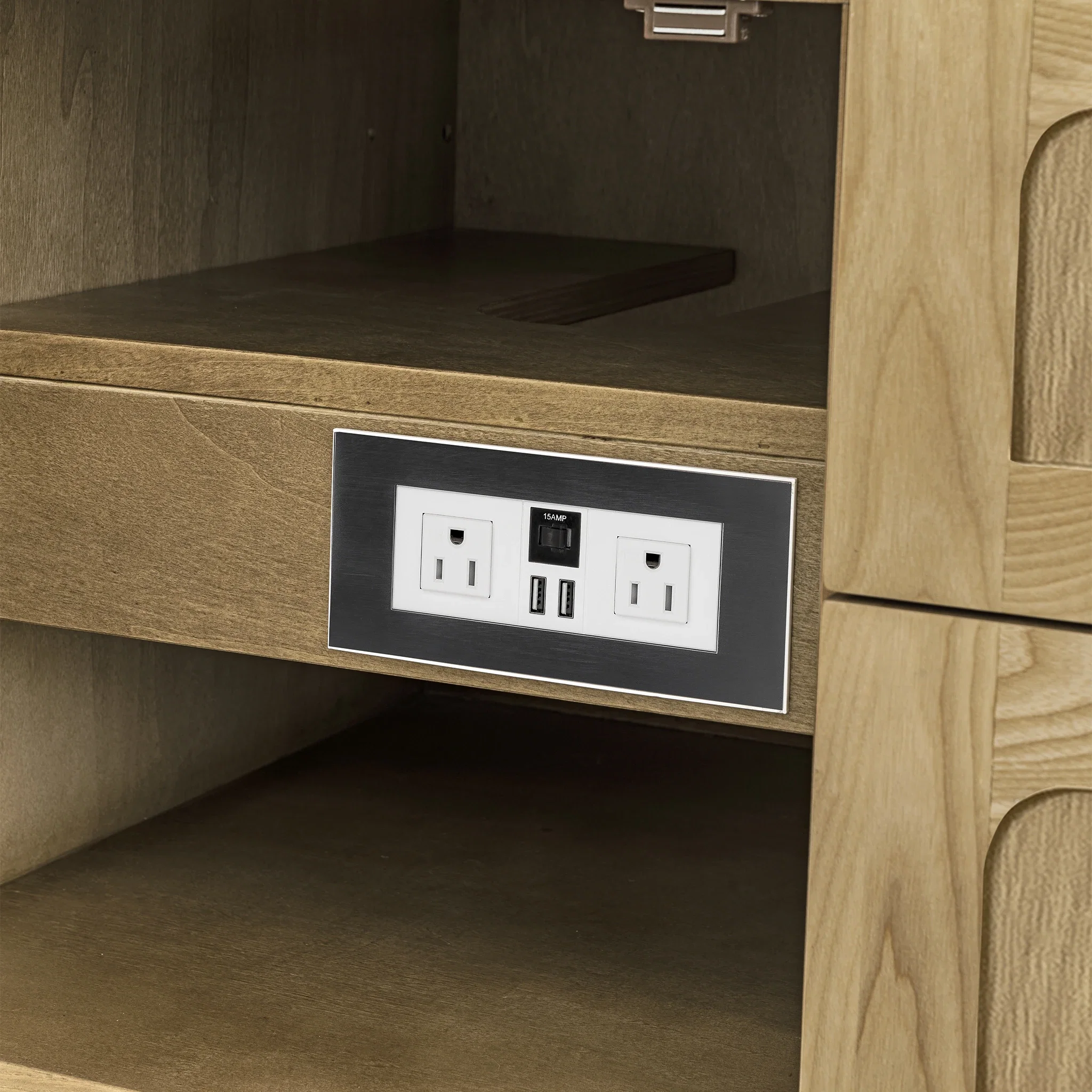 Laurent 48" Single Vanity, Light Natural Oak w/ 3 CM Parisien Bleu Top w/FreePower Wireless Charger
