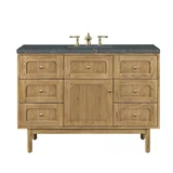 Laurent 48" Single Vanity, Light Natural Oak w/ 3 CM Parisien Bleu Top w/FreePower Wireless Charger