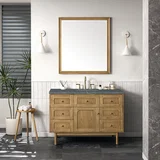 Laurent 48" Single Vanity, Light Natural Oak w/ 3 CM Parisien Bleu Top w/FreePower Wireless Charger