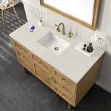 Laurent 48" Single Vanity, Light Natural Oak, w/ 3 CM Siberian Silestone Top w/FreePower Wireless Charger