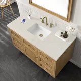 Laurent 48" Single Vanity, Light Natural Oak, w/ 3 CM Siberian Silestone Top w/FreePower Wireless Charger