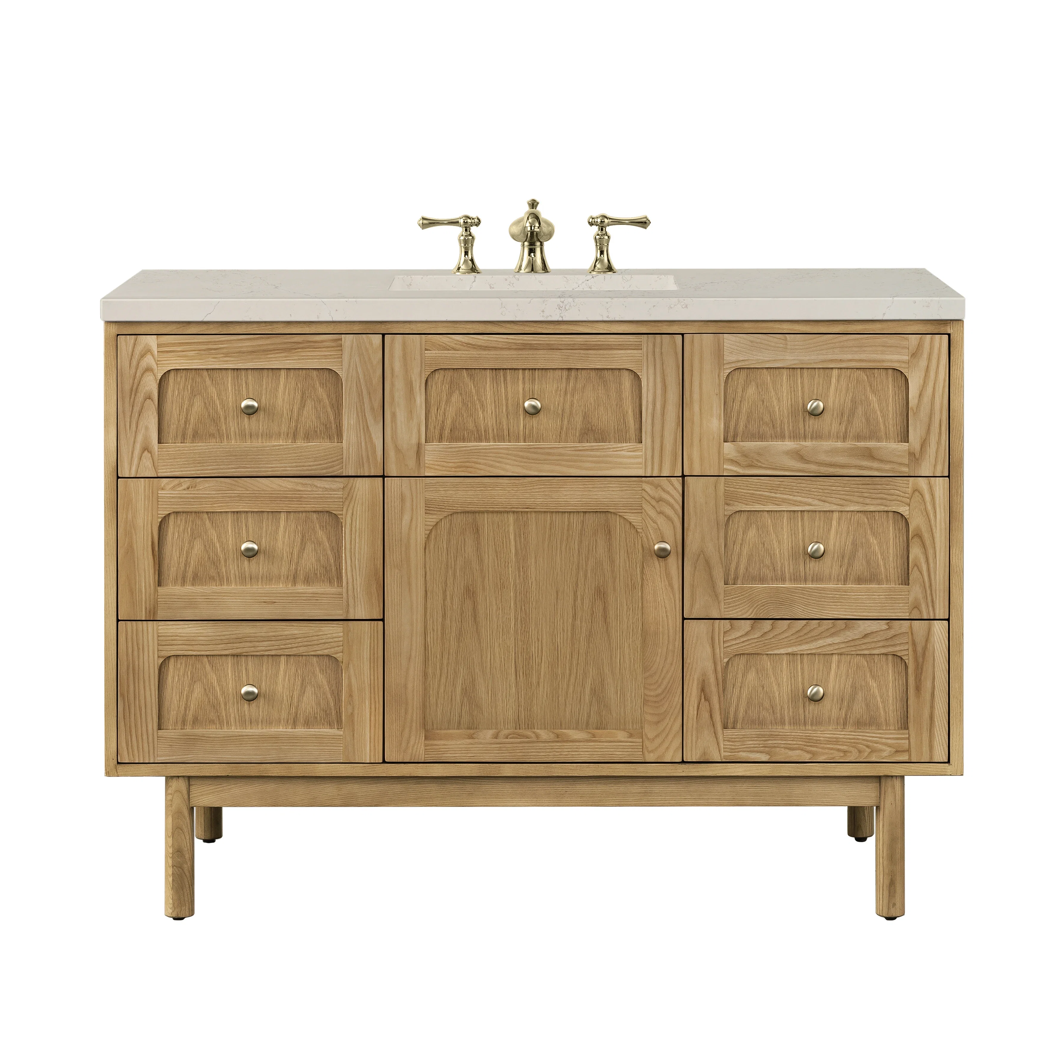 Laurent 48" Single Vanity, Light Natural Oak, w/ 3 CM Siberian Silestone Top w/FreePower Wireless Charger
