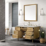 Laurent 48" Single Vanity, Light Natural Oak w/ 3 CM Victorian Silver Top w/FreePower Wireless Charger